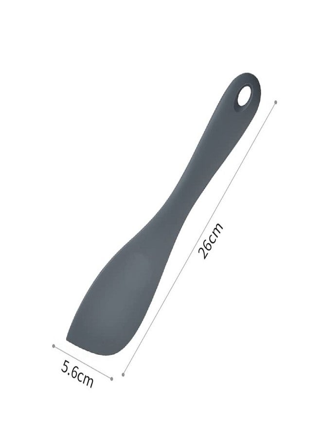 WE-CEF Flex-Core All-Silicone Long-Handled Jar Scraper Spatula, Angled Turner Head Kitchen Tool with Flat Back & Curved Front for Scooping & Scraping(Grey) - Image 2